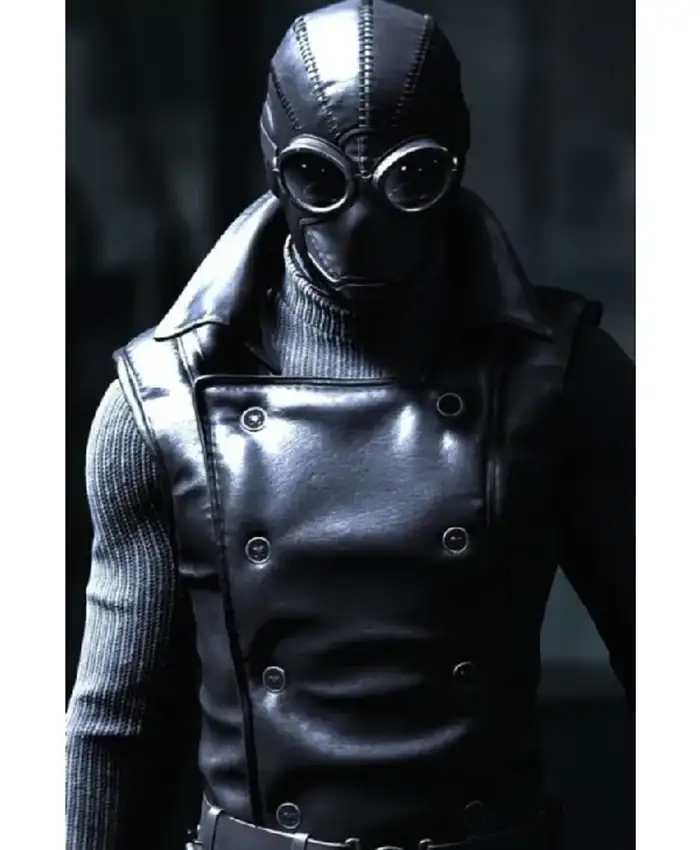 Spiderm Noir Double Breasted Black Leather Vest