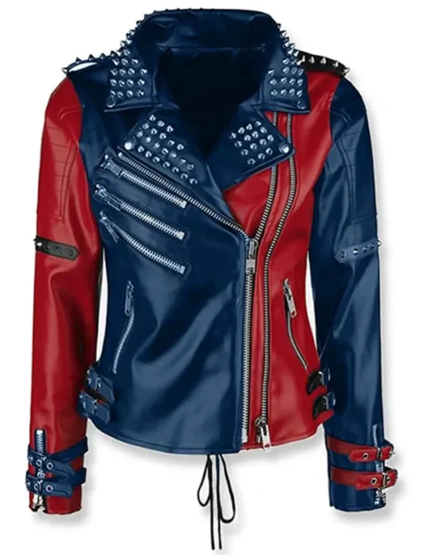 Harley Quinn Red and Blue Leather Jacket ? Suicide Squad