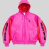 Supreme X Jordan 2026 Pink Hooded Leather Jacket