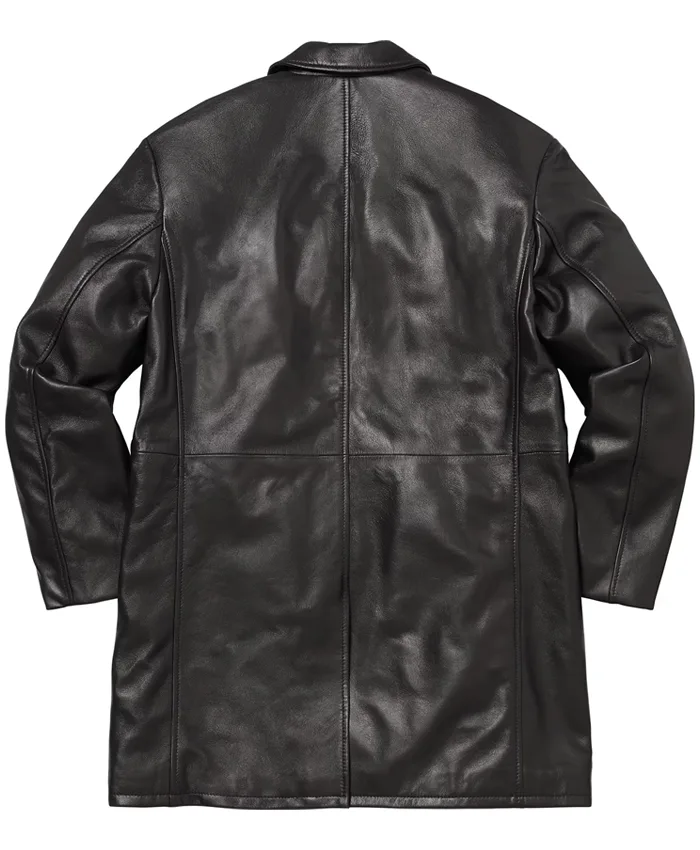 Supreme x Schott Black Leather Overcoat for sale