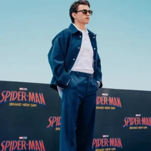 Tom Holland Spider Man New Day Rome Blue Wool Jacket for sale