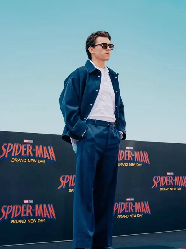 Tom Holland Spider Man New Day Rome Blue Wool Jacket for sale