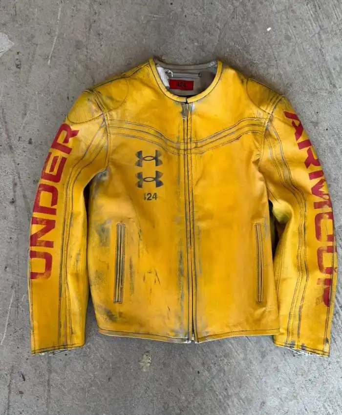 Under Armour x 424 Yellow Leather Jacket