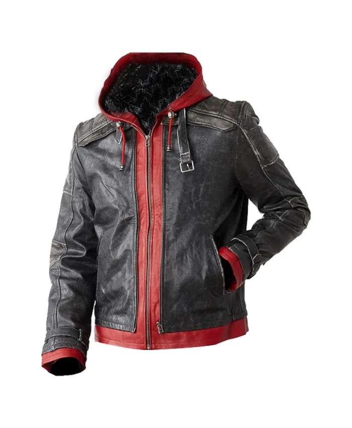 Troy Baker Batman Arkham Knight Hooded Leather Jacket - Image 2