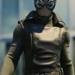 best Spiderm Noir Double Breasted Black Leather Vest