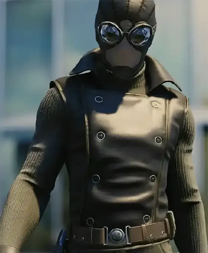 best Spiderm Noir Double Breasted Black Leather Vest