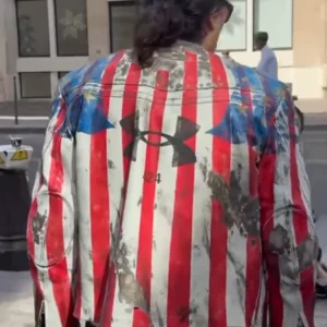 best Under Armour x 424 American Flag Leather Jacket