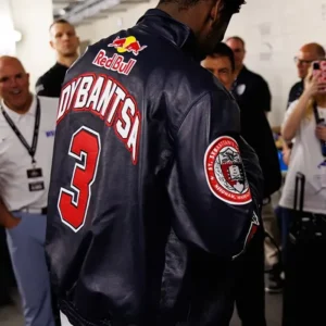 buy now AJ Dybantsa Red Bull x Jeff Hamilton Black Leather Jacket