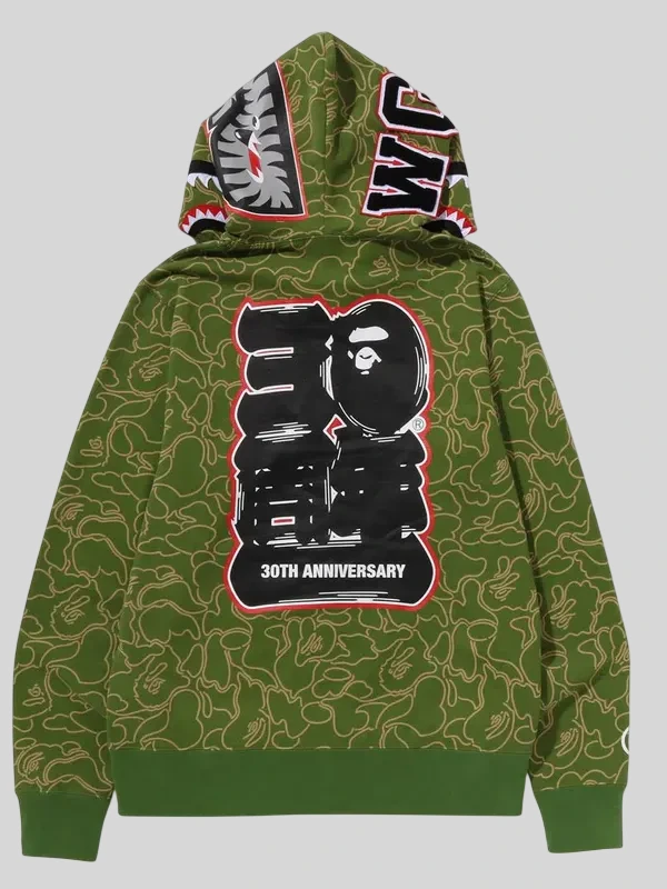 buy now Bape 30th Anniversary Shark Camo Hoodie