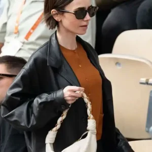 buy now French Open 2026 Lily Collins Leather Jacket