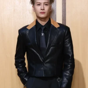 buy now Jackson Wang Louis Vuitton SS27 Black Leather Jacket