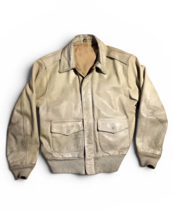 buy now Kanye West Vintage 1980s Avirex Beige Leather Jacket