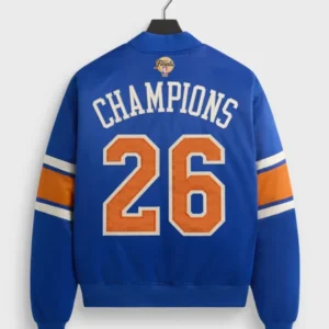 buy now Kith for the New York Knicks 2026 Champions Satin Bomber Jacket