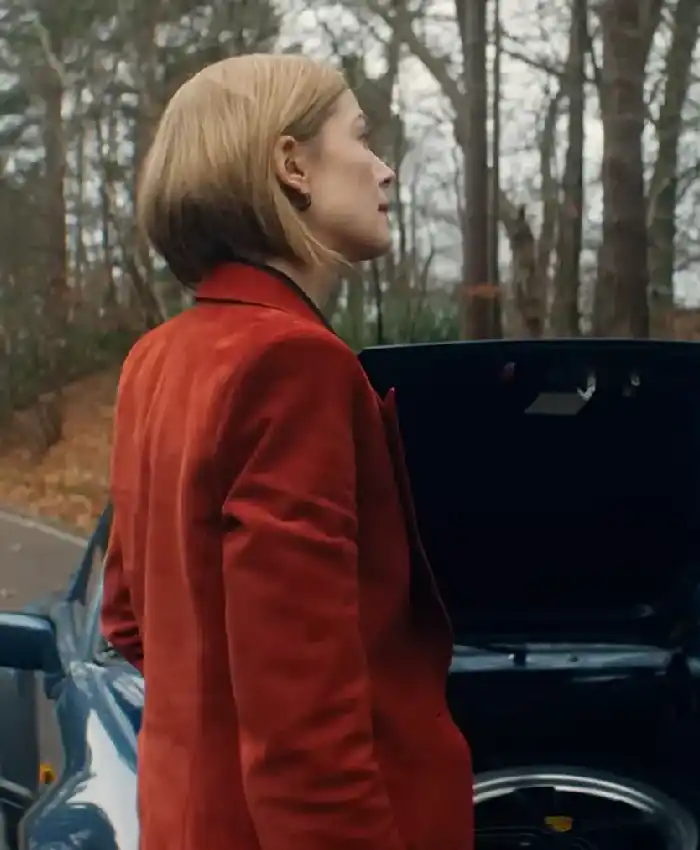 buy now Ladies First 2026 Rosamund Pike Suede Blazer