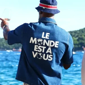buy now LeBron James LV Le Monde est à Vous Denim Shirt