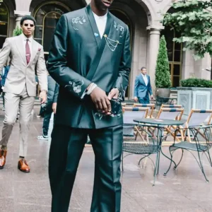 buy now NBA Draft 2026 AJ Dybantsa Black Floral-Embroidered Suit
