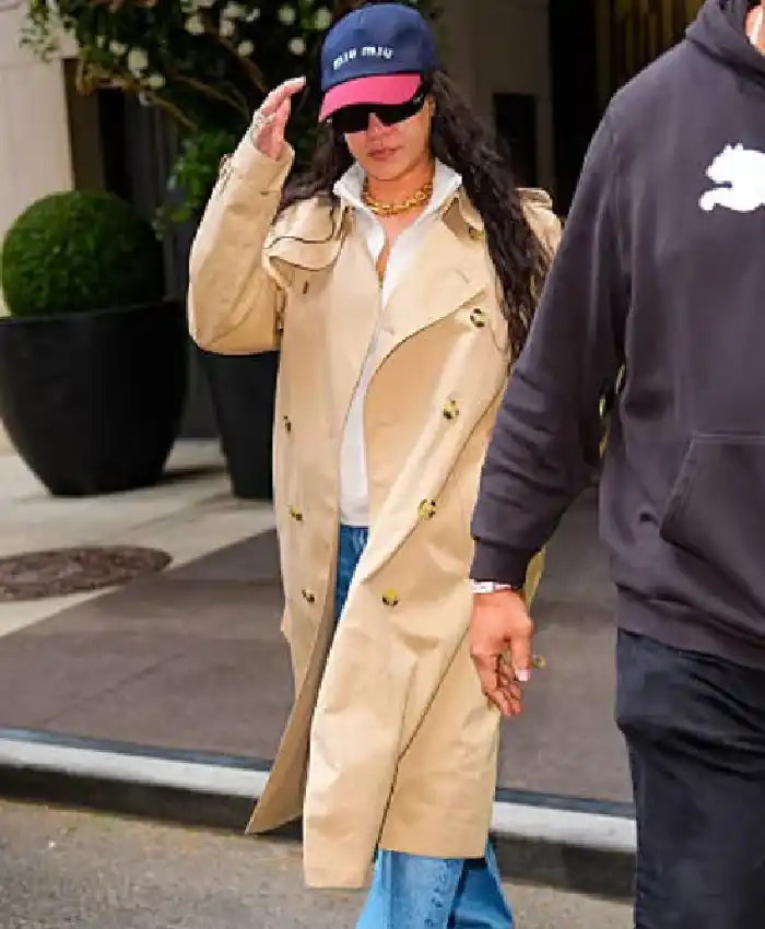 buy now NYC 2026 Rihanna Beige Trench Coat