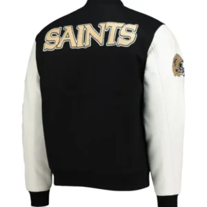 buy now New Orleans Saints Logo Black And White Varsity Jacket