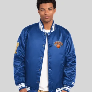 buy now New York Knicks Starter 2026 NBA Finals Champions Satin Varsity Jacket