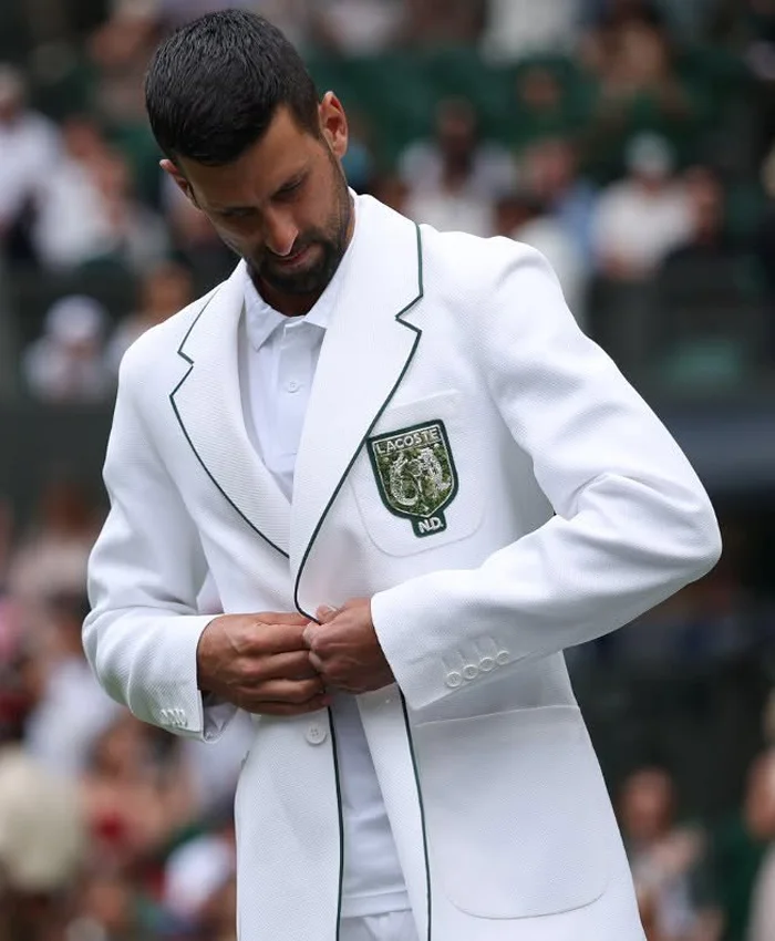 buy now Novak Djokovic Wimbledon White Lacoste Blazer