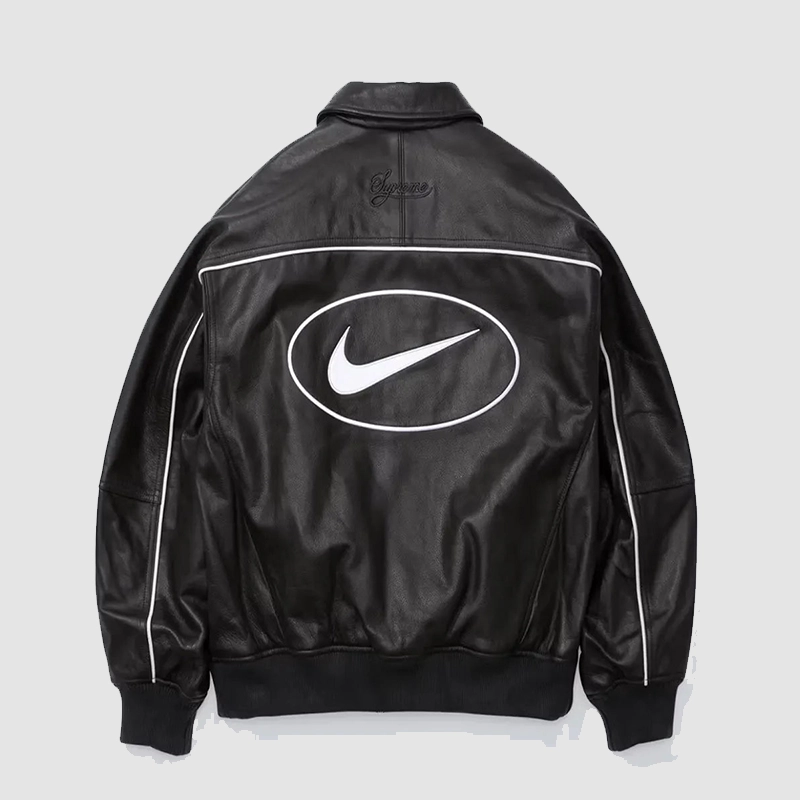 buy now Supreme x Nike Leather Varsity Jacket Spring 2025
