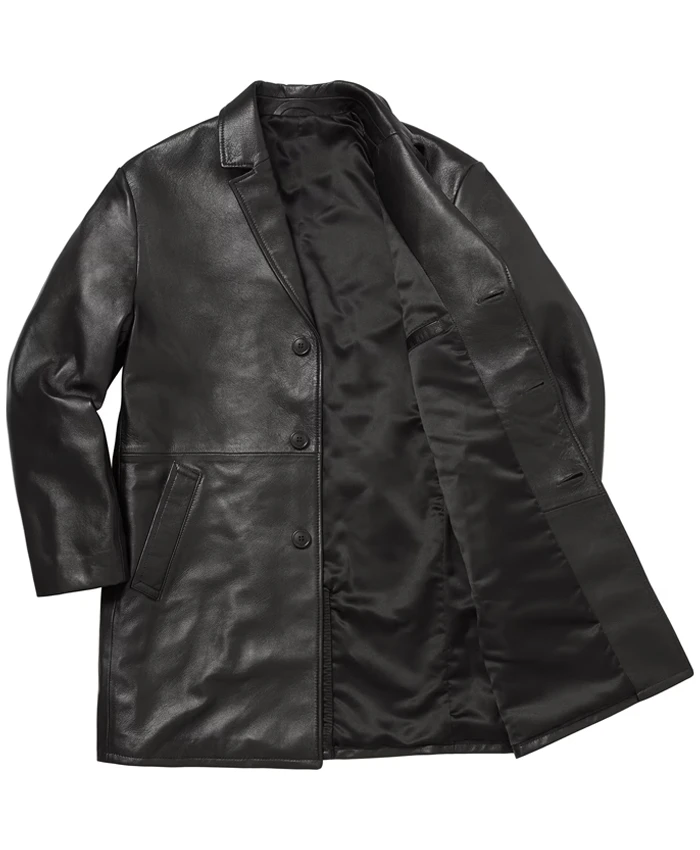 buy now Supreme x Schott Black Leather Overcoat
