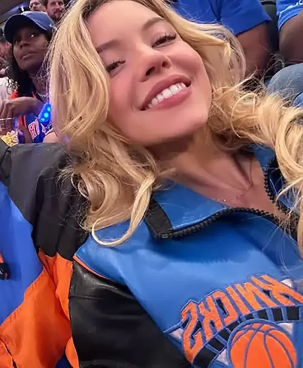 buy now Sydney Sweeney Knicks Leather Jacket Finals Jacket