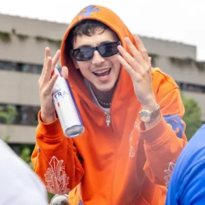 buy now Timothee Chalamet Knicks Victory Parade 2026 Orange Jacket