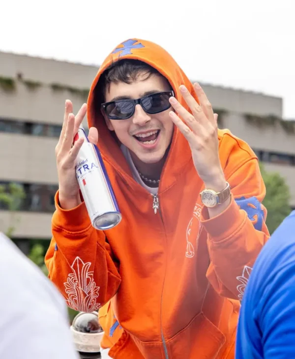 buy now Timothee Chalamet Knicks Victory Parade 2026 Orange Jacket