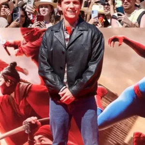 buy now Tom Holland Spider Man New Day Premier Black Leather Jacket
