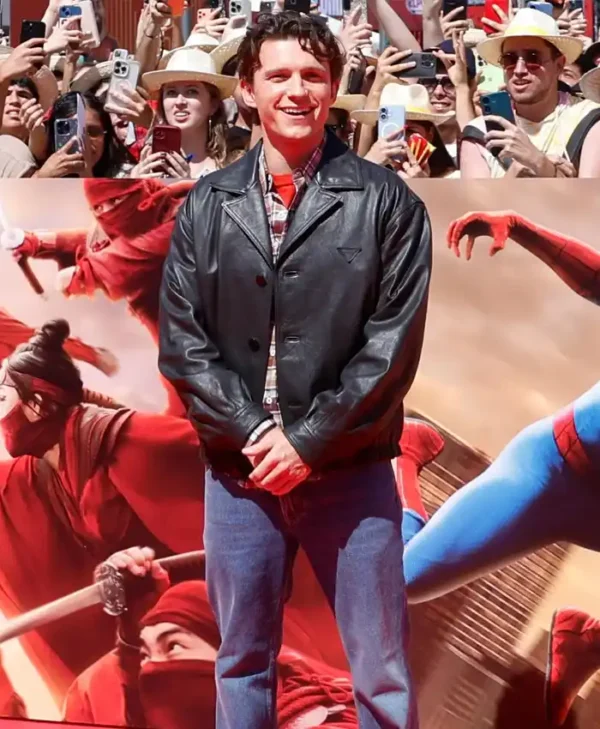 buy now Tom Holland Spider Man New Day Premier Black Leather Jacket
