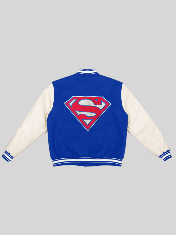 buy now US Soccer x DC Superman Blue Varsity Jacket