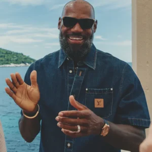 order LeBron James LV Le Monde est à Vous Denim Shirt for sale