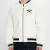 order now Avirex Stadium Embroidered Leather Varsity Jacket