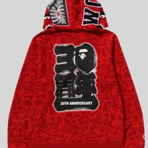 order now Bape 30th Anniversary Shark Camo Hoodie