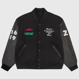 order now Denim Tears Peace Wreath Varsity Jacket