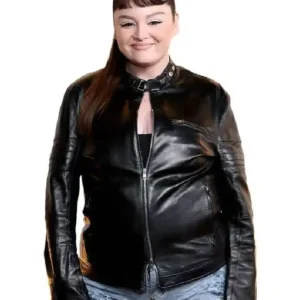 order now Hacks S05 Premiere Megan Stalter Black Leather Jacket