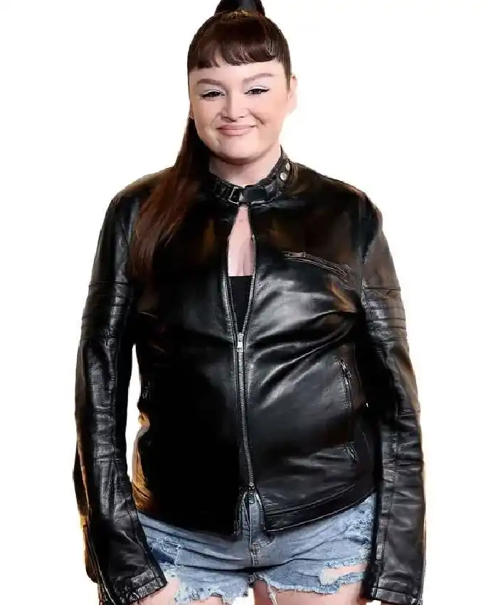 order now Hacks S05 Premiere Megan Stalter Black Leather Jacket