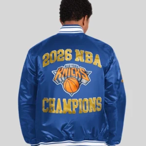 order now New York Knicks Starter 2026 NBA Finals Champions Satin Varsity Jacket
