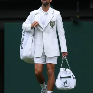 order now Novak Djokovic Wimbledon White Lacoste Blazer