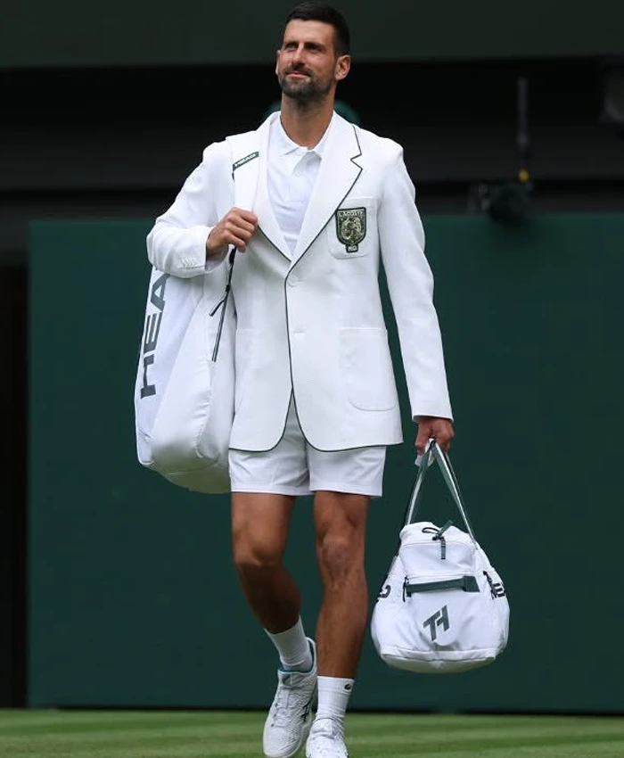 order now Novak Djokovic Wimbledon White Lacoste Blazer