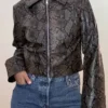 order now Off Campus S01 Mika Abdalla Snake Print Leather Jacket