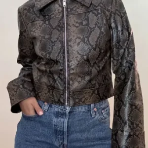 order now Off Campus S01 Mika Abdalla Snake Print Leather Jacket