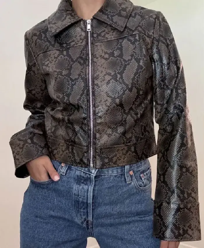 order now Off Campus S01 Mika Abdalla Snake Print Leather Jacket