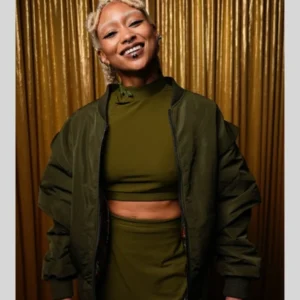 order now Tati Gabrielle Mortal Kombat 2 Green Bomber Jacket