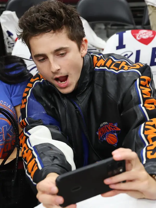 order now Timothee Chalamet Knicks Leather Jacket
