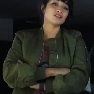 shop Lupin S03 Sofia Belkacem Green Jacket