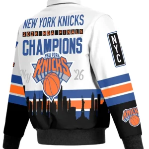 shop NY Knicks JH Design NBA Champions White Leather Jacket