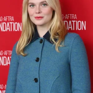 shop SAG-AFTRA 2026 Elle Fanning Blue Tweed Jacket