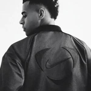 shop now Désiré Doué Nike Atelier Black Leather Jacket